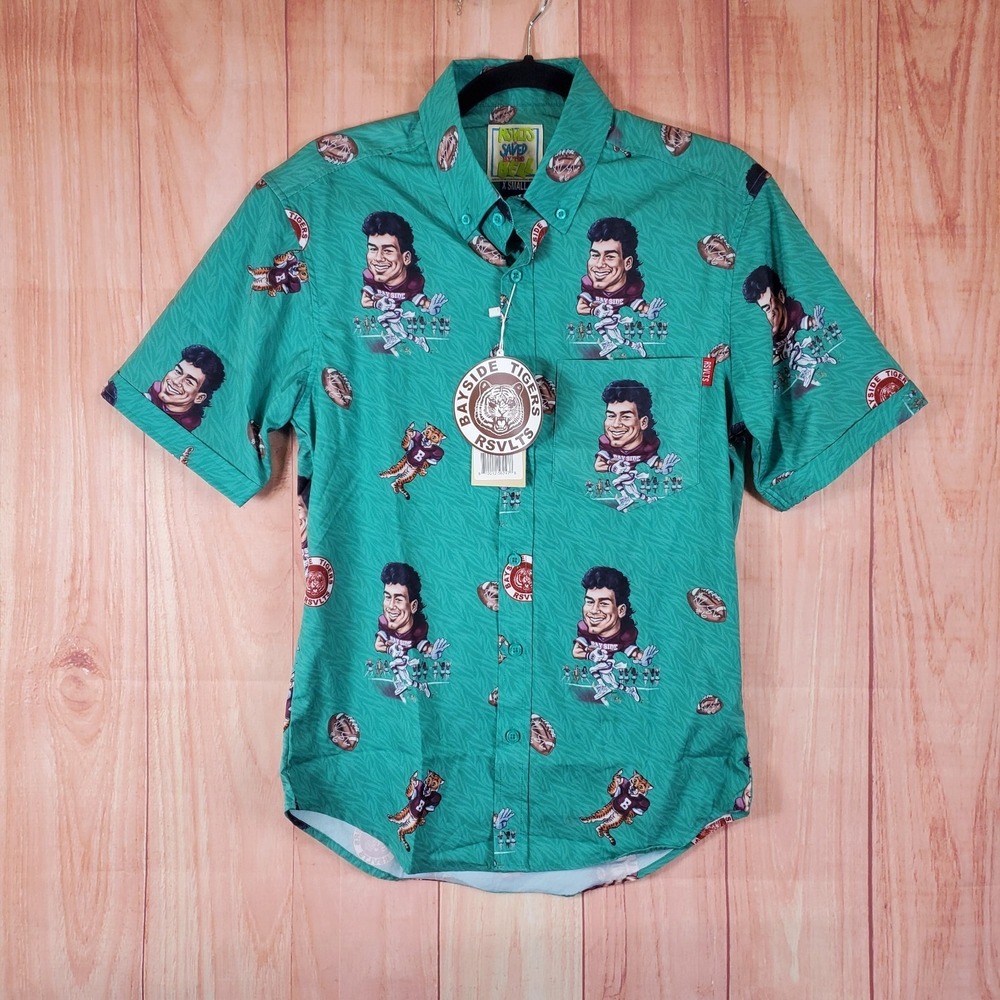 RSVLTS Saved by the Bell Button Up Shirt Sz XS AC Slater Short Sleeve NEW NWT